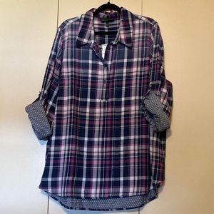 Lane Bryant Flannel Long Sleeve Top Size 22/24
